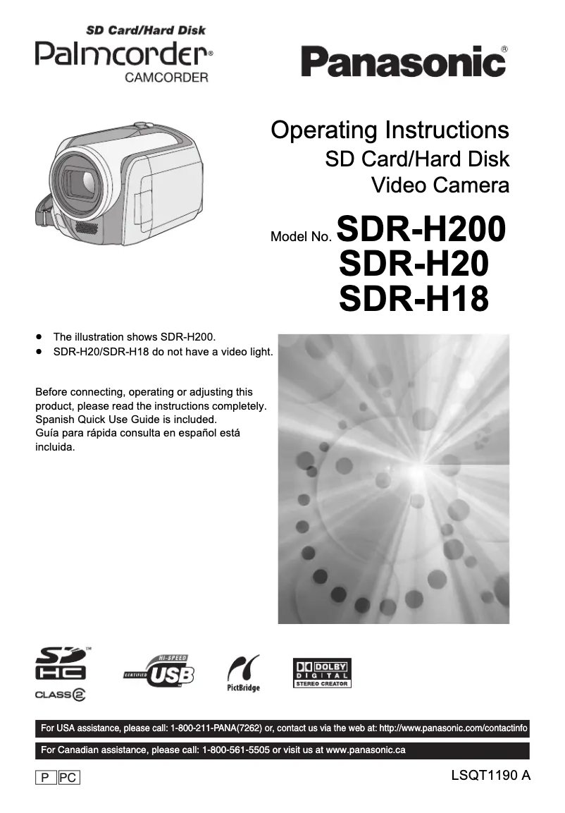 First page image of the manual for SDR-H200