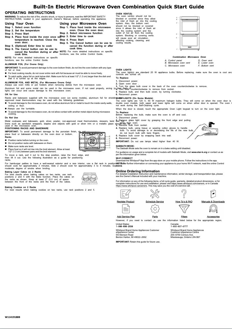 Page 1 de la notice Guide de démarrage rapide Whirlpool WOD51EC0HB