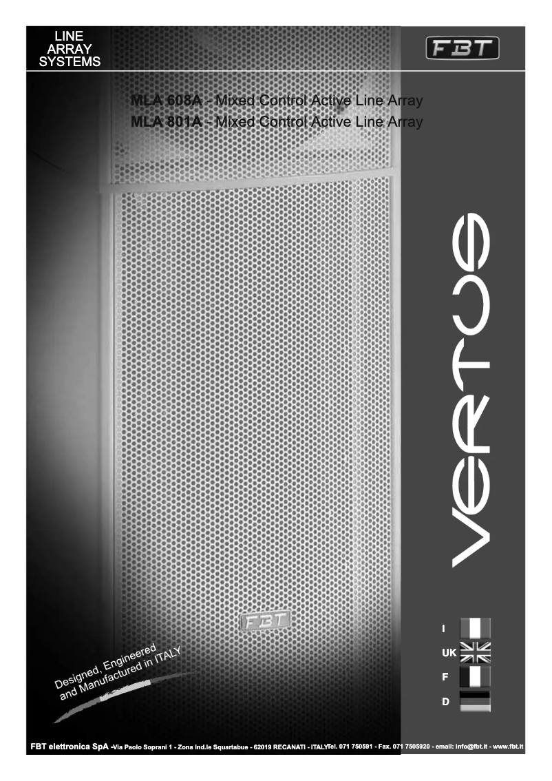 Page 1 of the manual User Manual FBT VERTUS MLA 608A