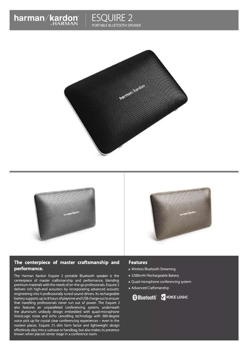 Page 1 of the manual Technical Sheet Harman Kardon Esquire 2