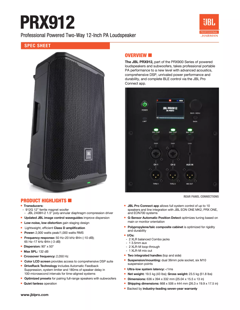 First page image of the manual for PRX912