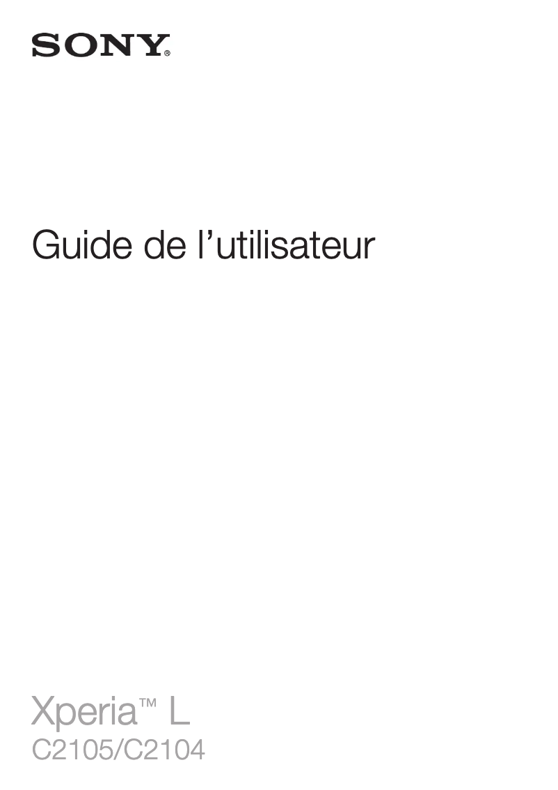 First page image of the manual for Xperia L C2105