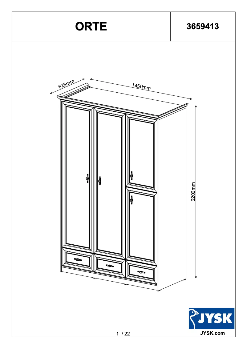 Page 1 of the manual User Manual JYSK Orte (145x220x63)
