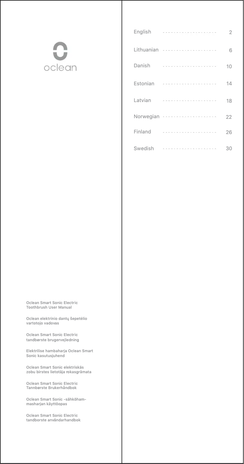 Page 1 of the manual User Manual Oclean X Pro Elite