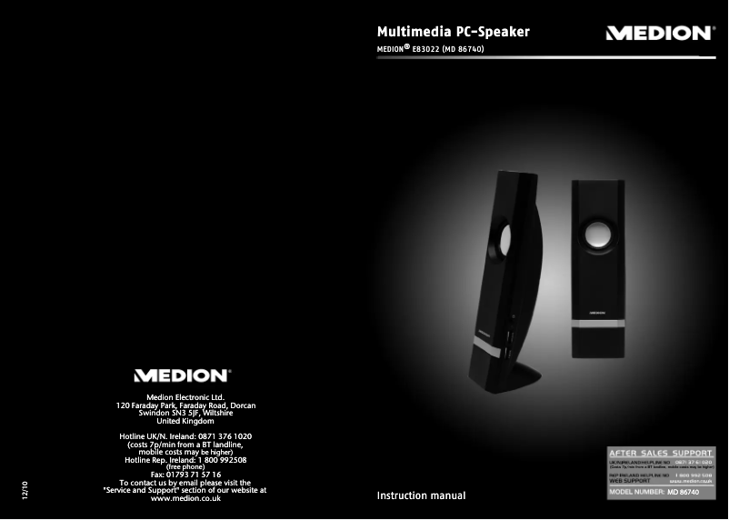 Image de la première page du manuel de l'appareil E83022 (MD 86740)