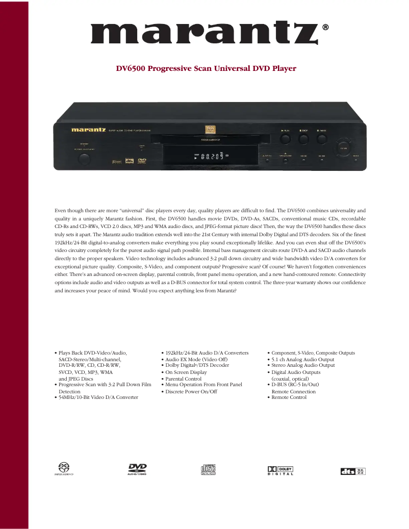 First page image of the manual for DV6500