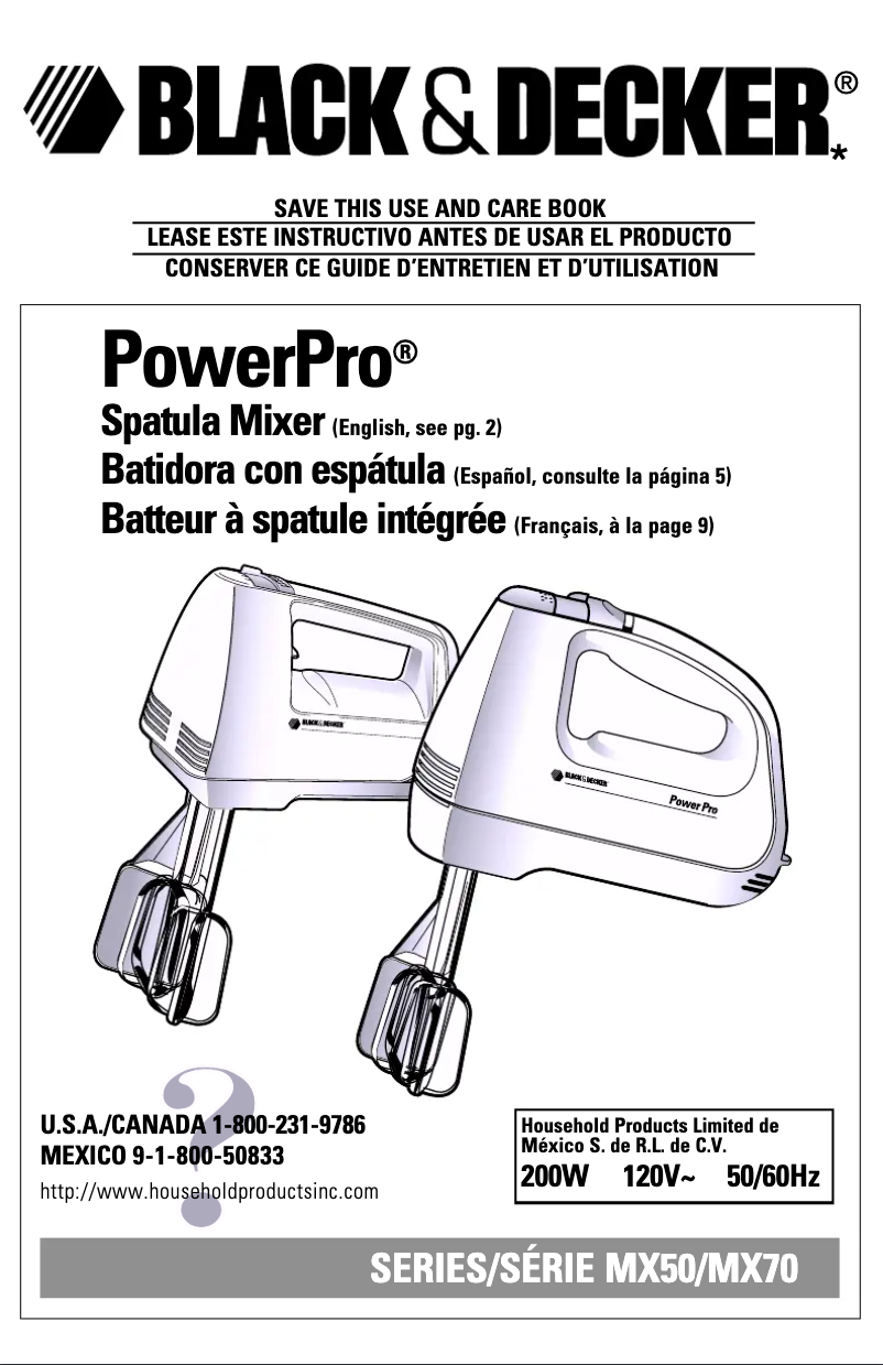 Page 1 of the manual User Manual Black & Decker MX70