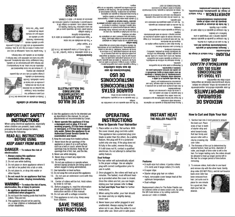 Page 1 of the manual User Manual Conair HS79