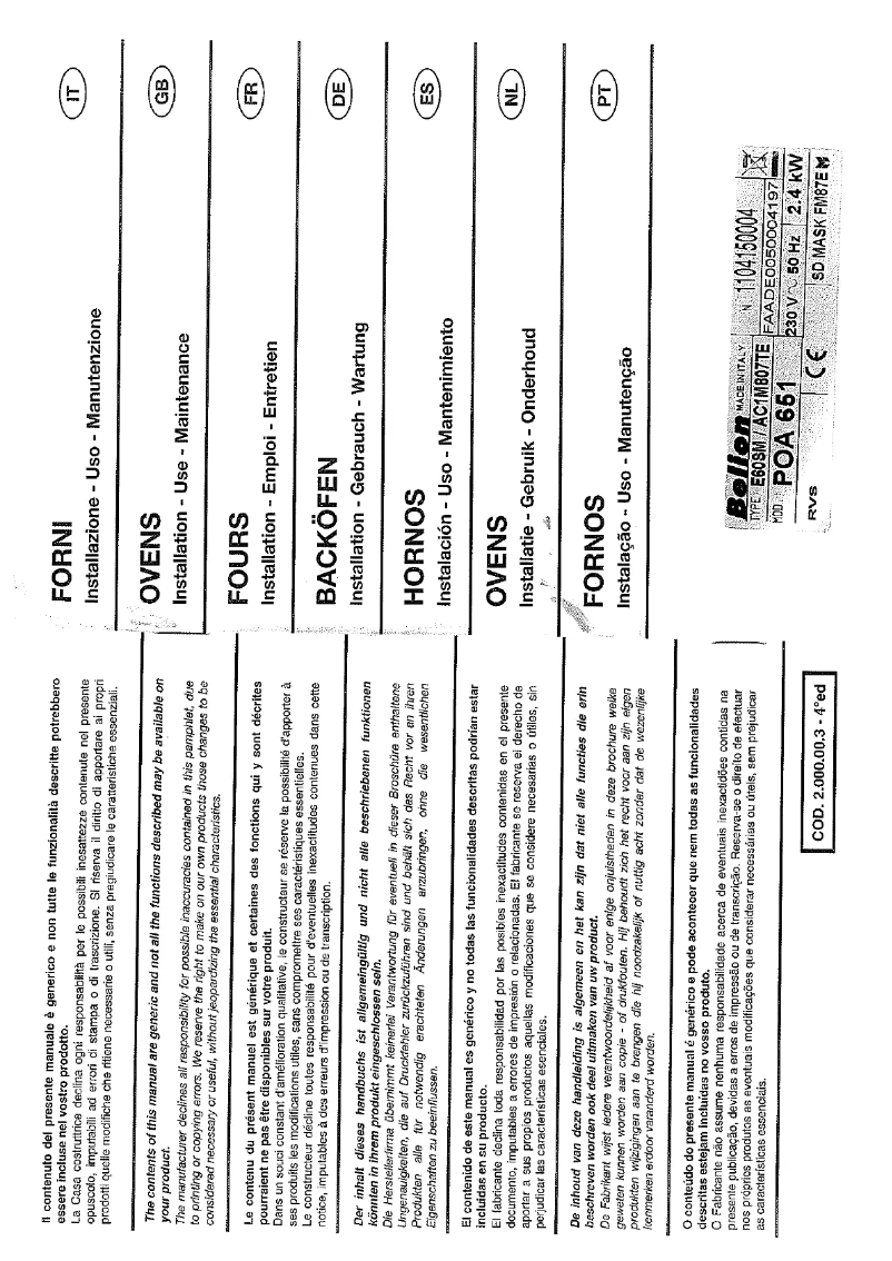 First page image of the manual for POA 651