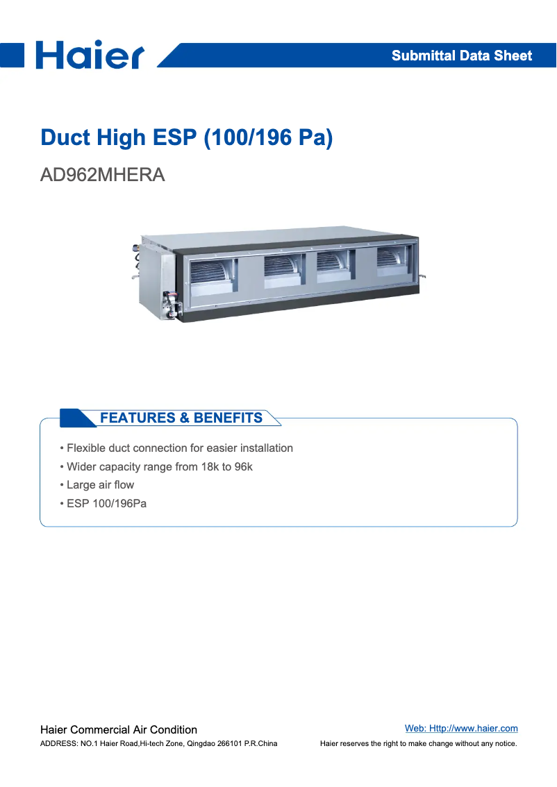 Page 1 of the manual User Manual Haier AD962MHERA