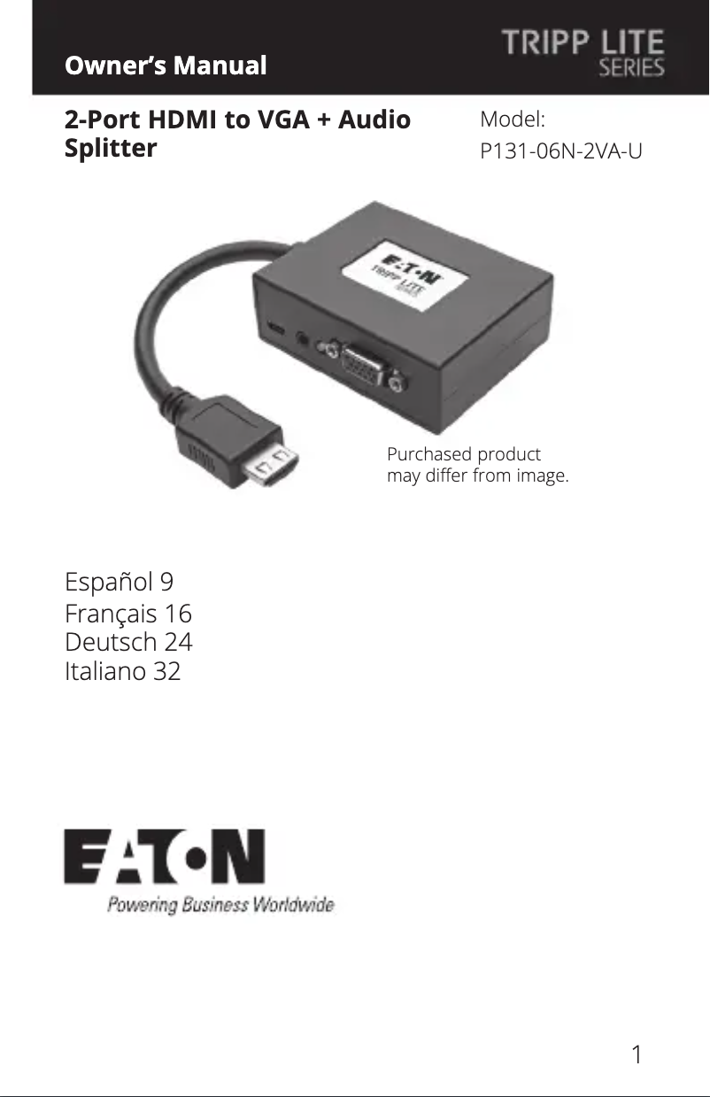 Image de la première page du manuel de l'appareil P131-06N-2VA-U