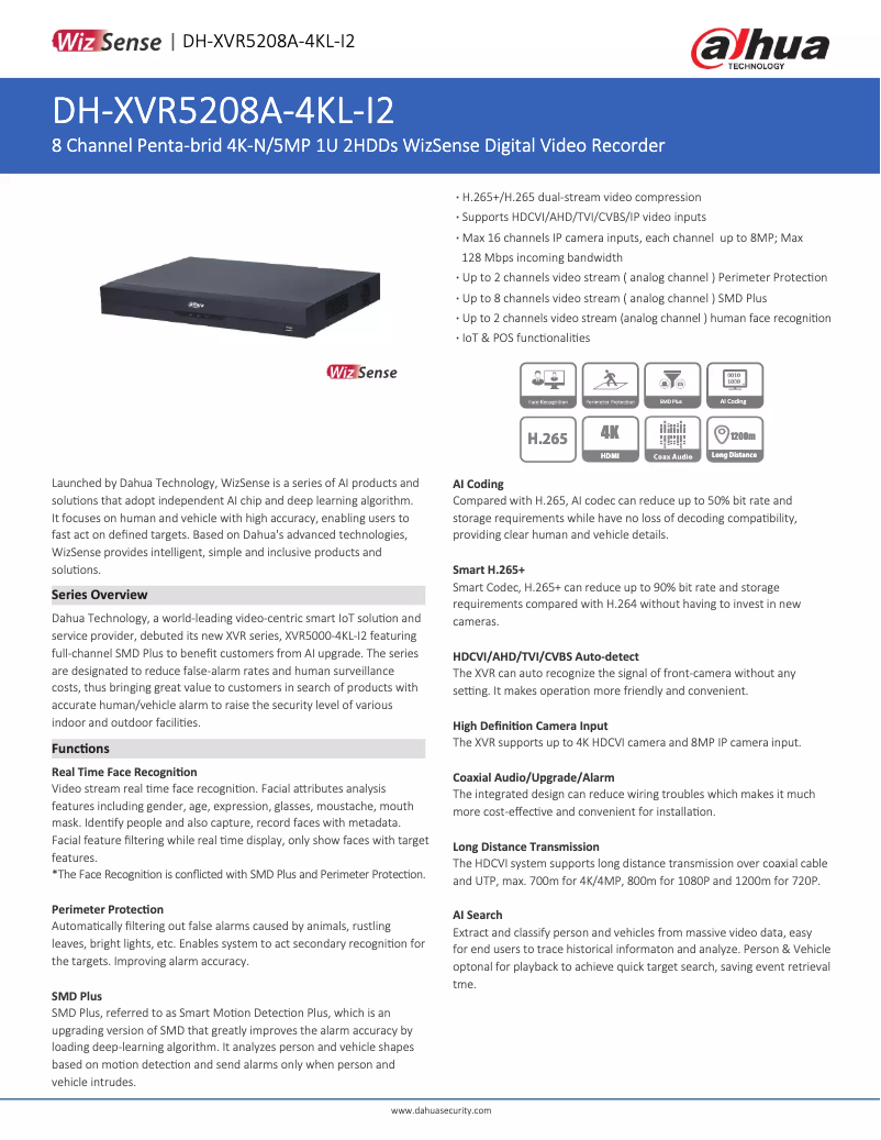 First page image of the manual for XVR5208A-4KL-I2