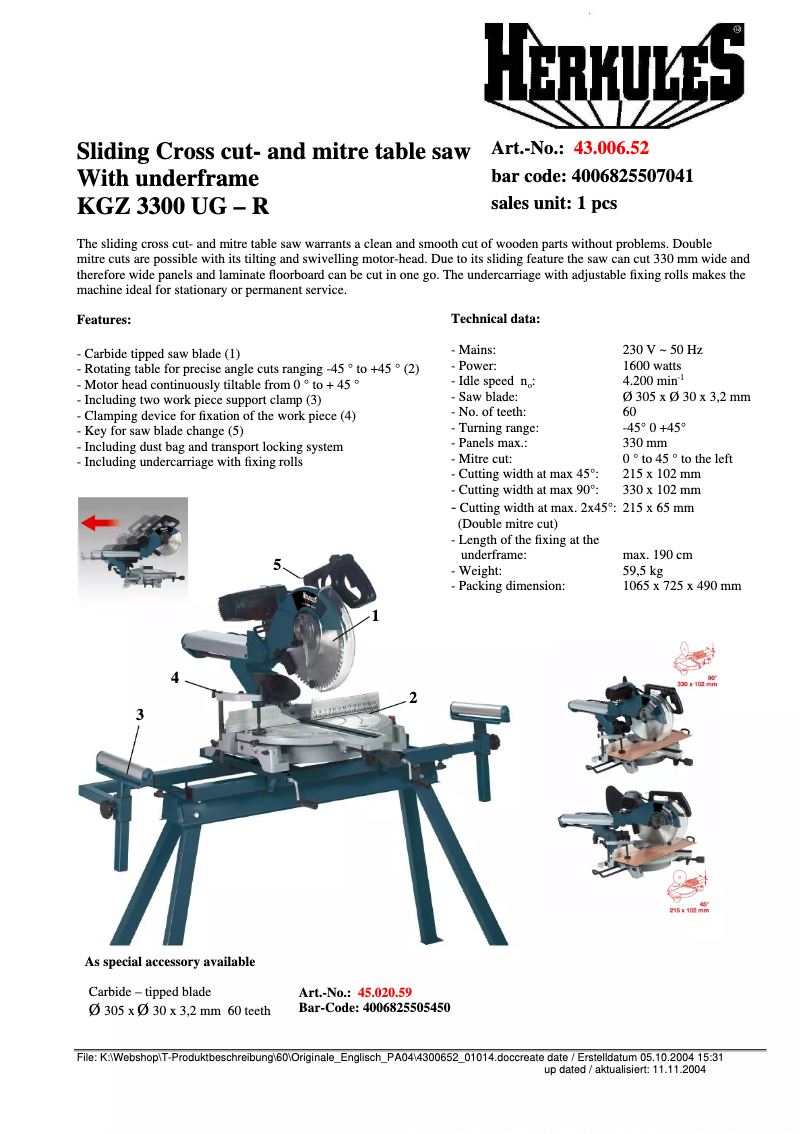 Image de la première page du manuel de l'appareil KGZ 3300