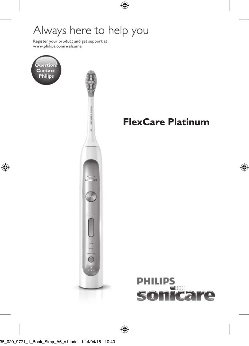 Page 1 of the manual User Manual Philips Sonicare FlexCare Platinum HX9171