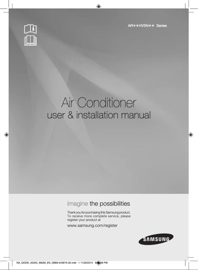 Page 1 of the manual User Manual Samsung AR12HV5NBWKNMD