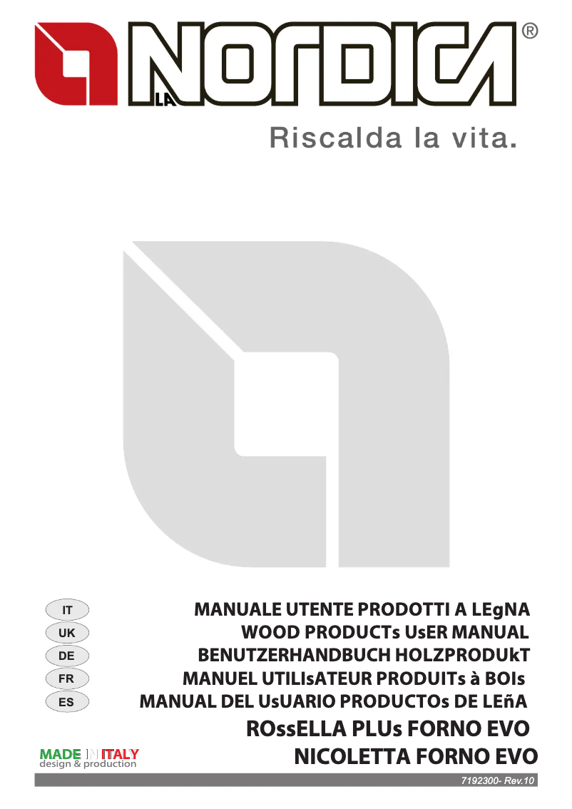 Page 1 of the manual User Manual La Nordica Rossella Plus Forno EVO