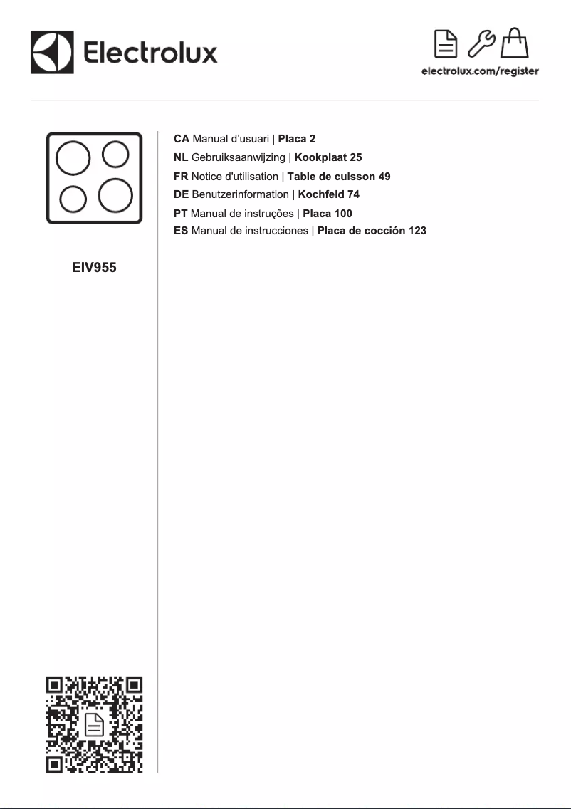 Page 1 of the manual User Manual Electrolux EIV955