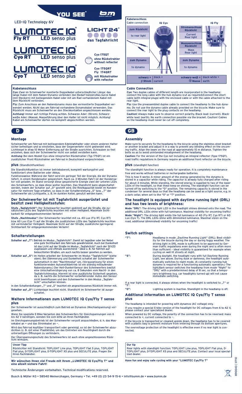 First page image of the manual for Lumotec IQ Fly RT