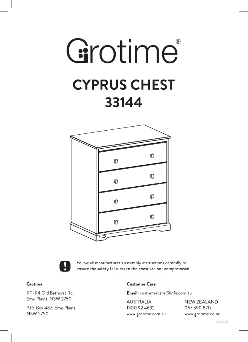 Page 1 of the manual User Manual Grotime Cyprus Chest