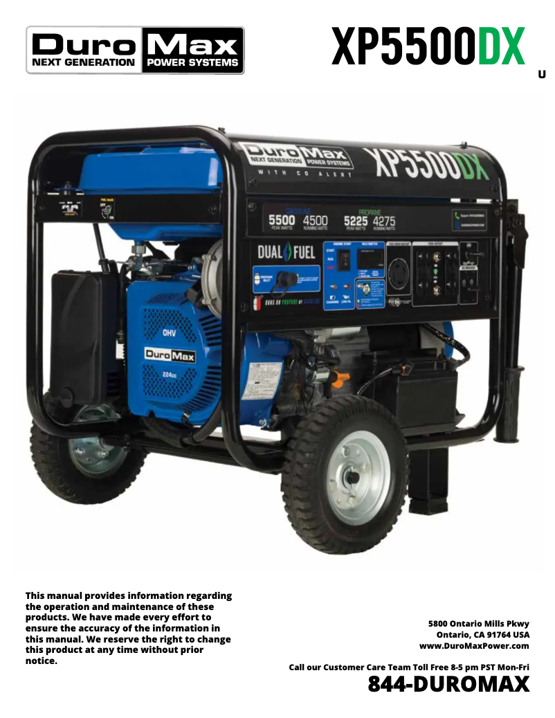 Page 1 of the manual User Manual DuroMax XP5500DX