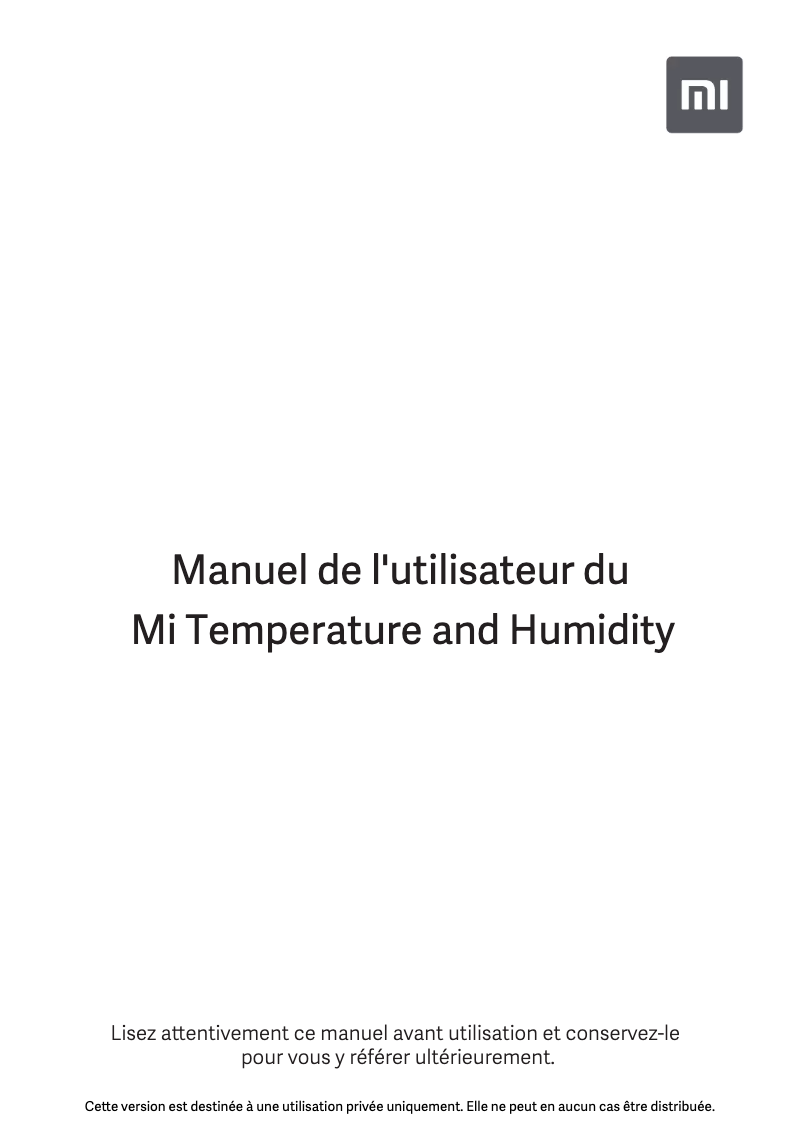 First page image of the manual for Mi Temperature and Humidity