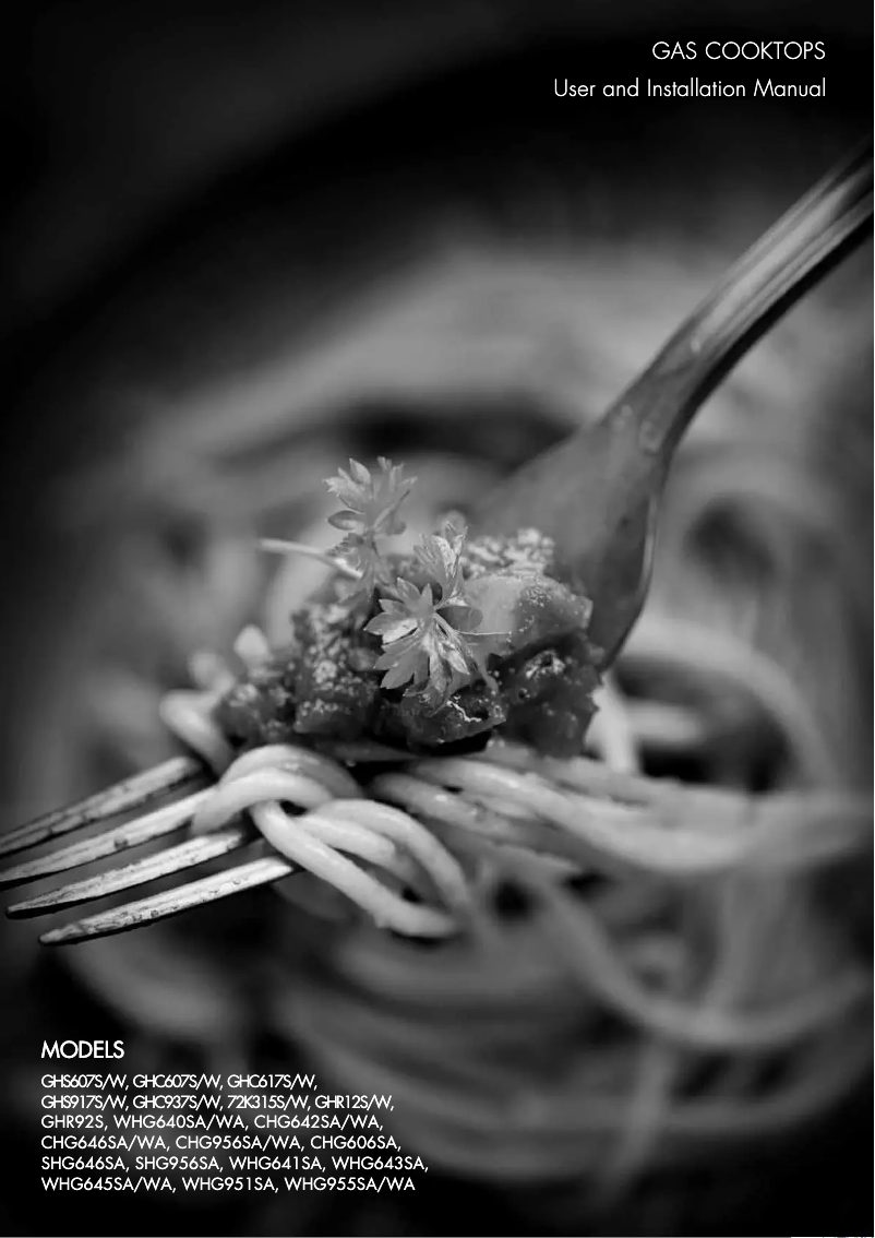 First page image of the manual for WHG951SA