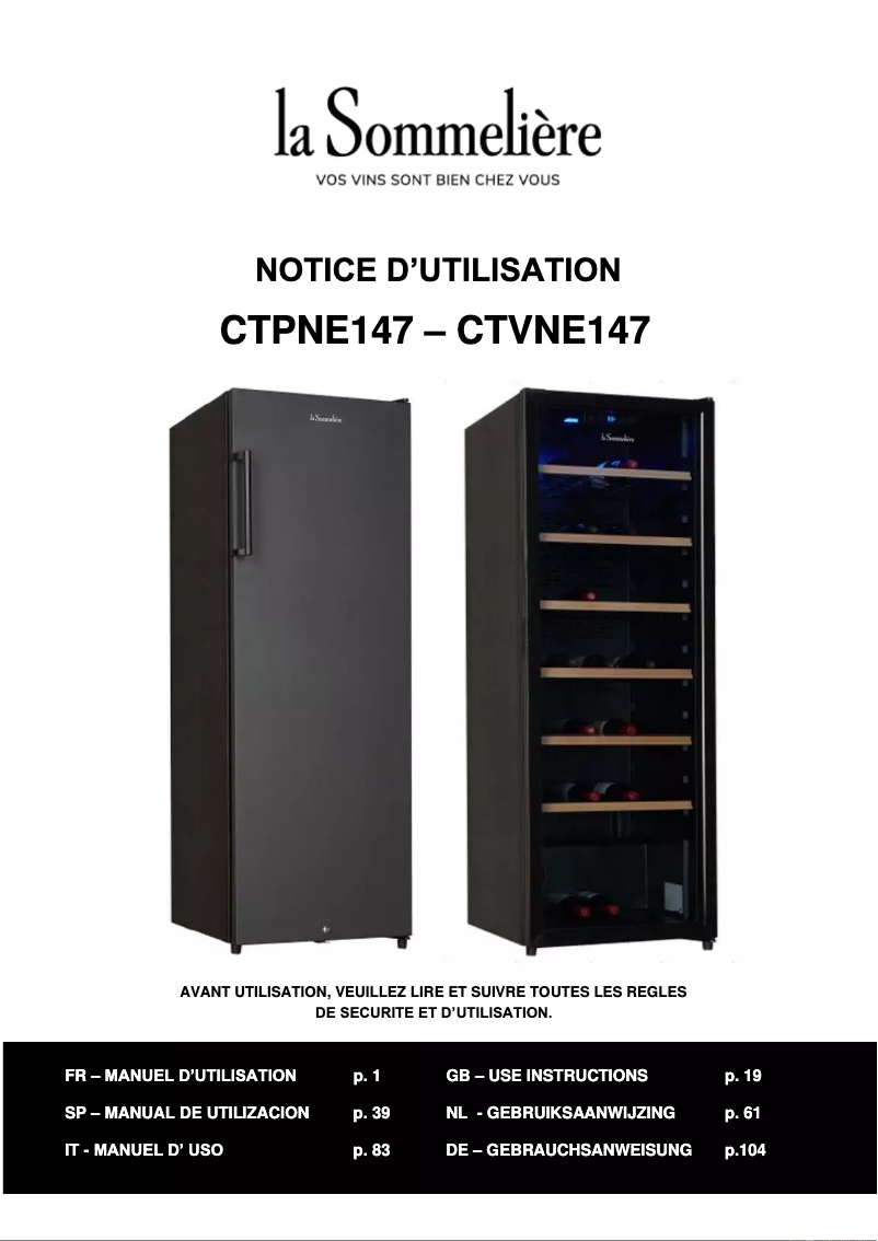 First page image of the manual for CTPNE147