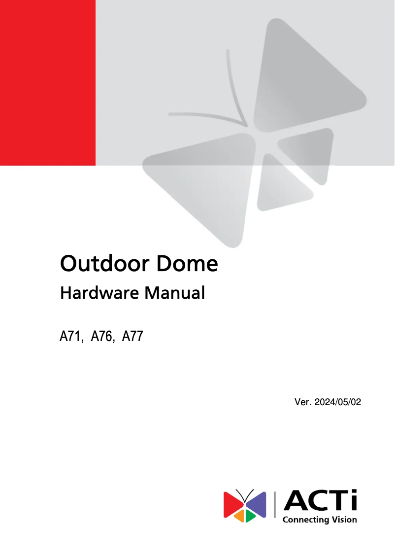 Page 1 of the manual User Manual ACTi A77