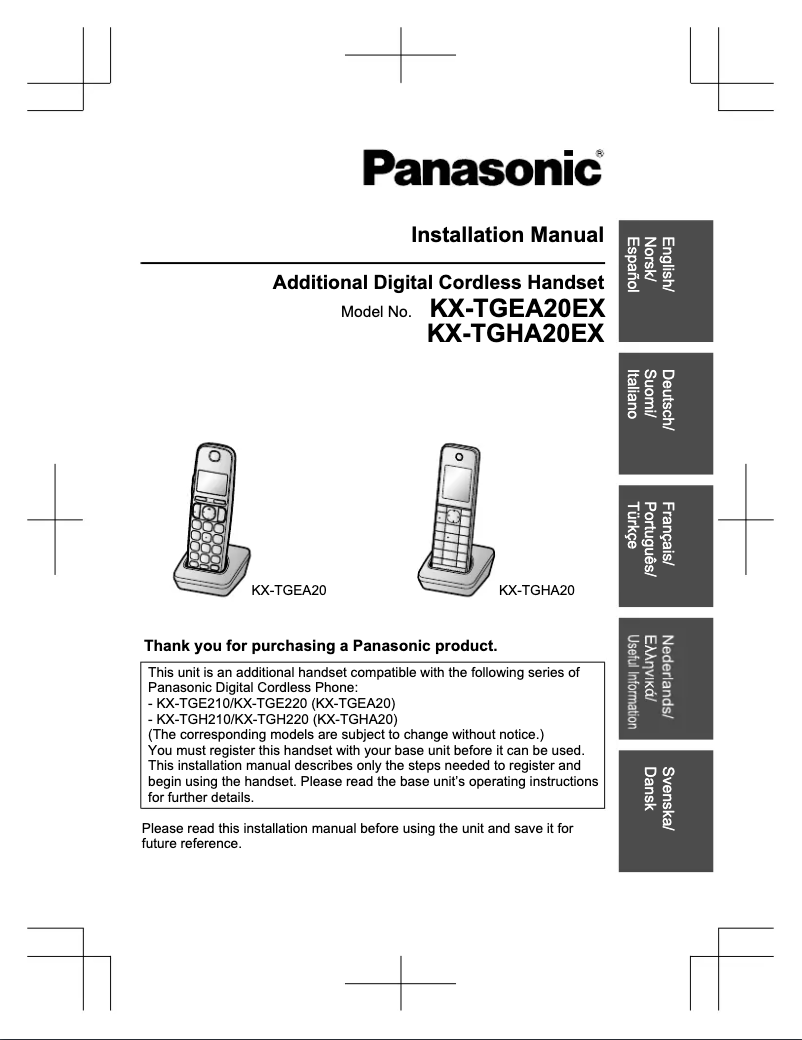 Page 1 of the manual User Manual Panasonic KX-TGHA20