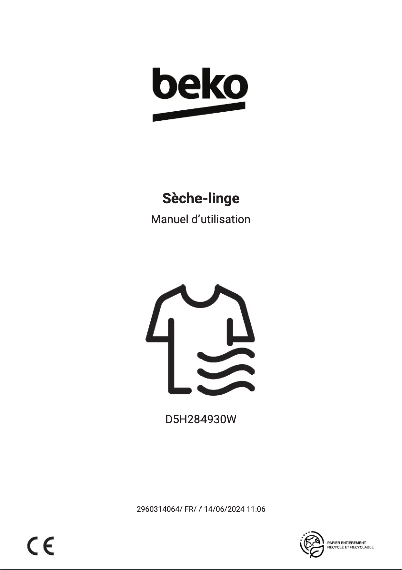 Page 1 of the manual User Manual Beko D5H284930W