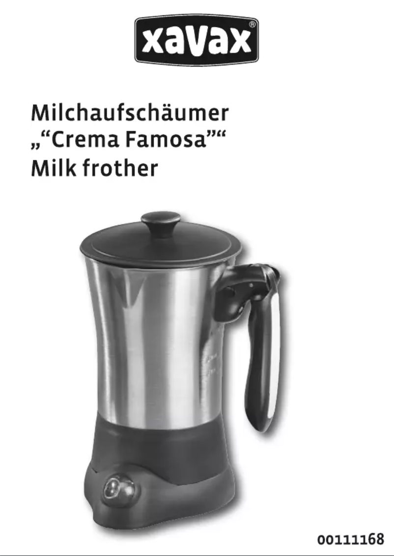 Page 1 of the manual User Manual Xavax Crema Famosa 111168