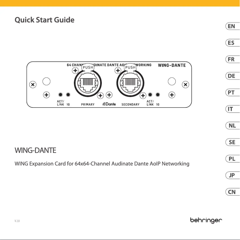 Image de la première page du manuel de l'appareil WING-DANTE