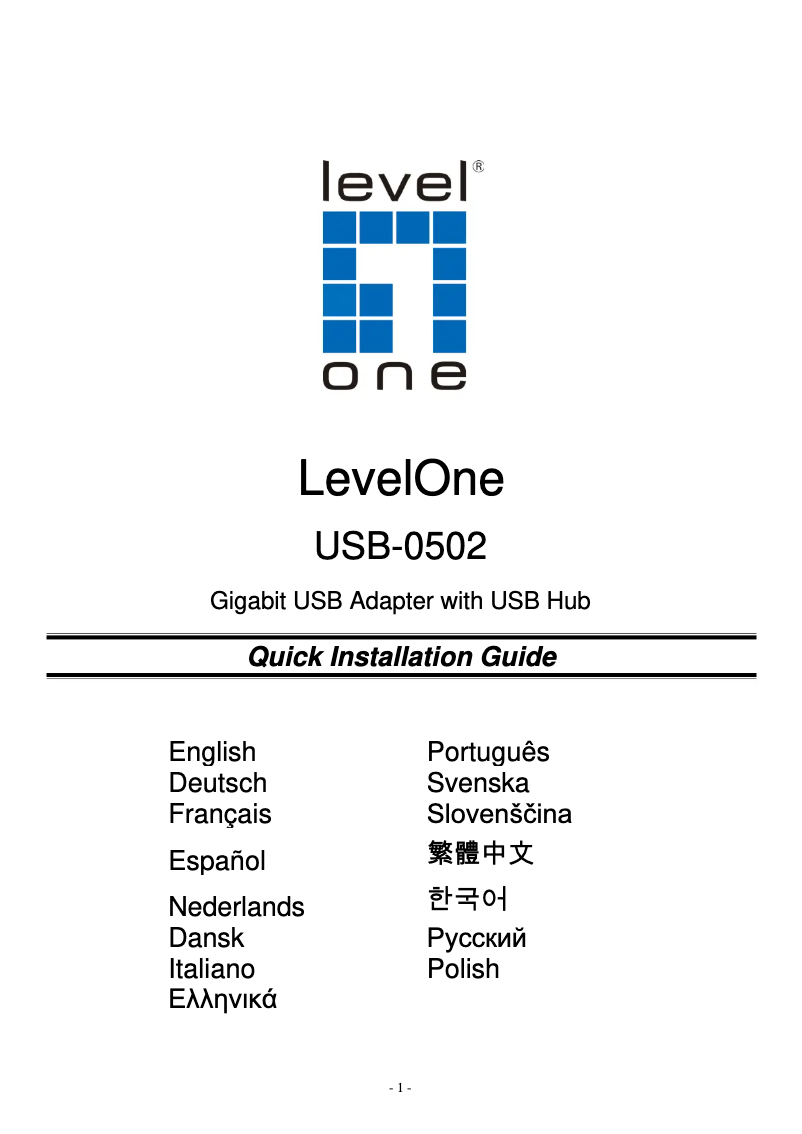 Page 1 of the manual User Manual LevelOne USB-0502
