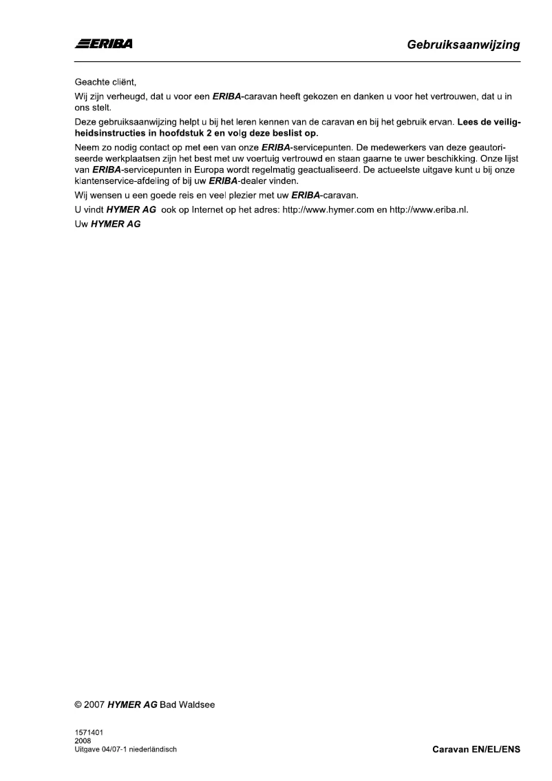 First page image of the manual for Nova 530 GL (2008)