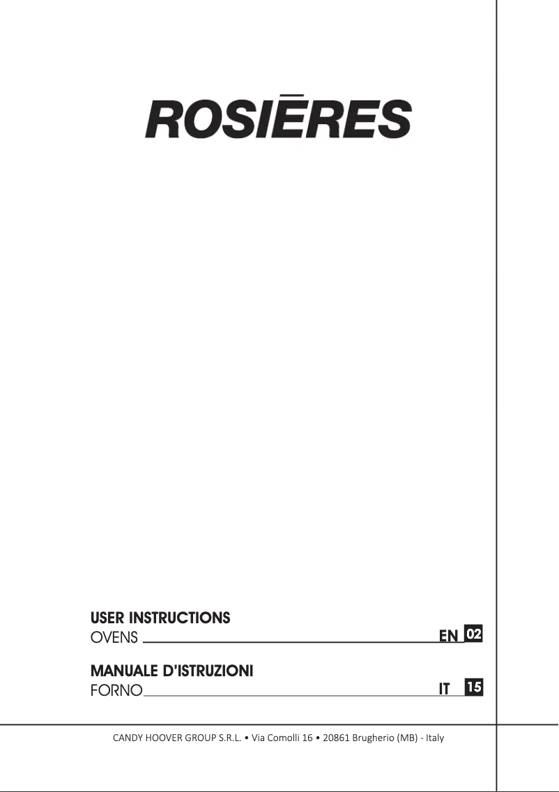 Page 1 of the manual User Manual Rosieres RFZ3171PNI