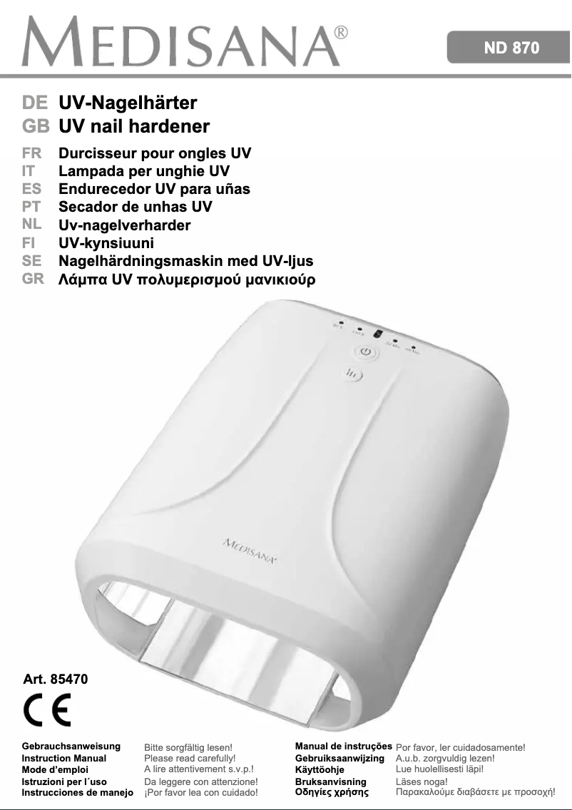 Page 1 of the manual User Manual Medisana ND 870