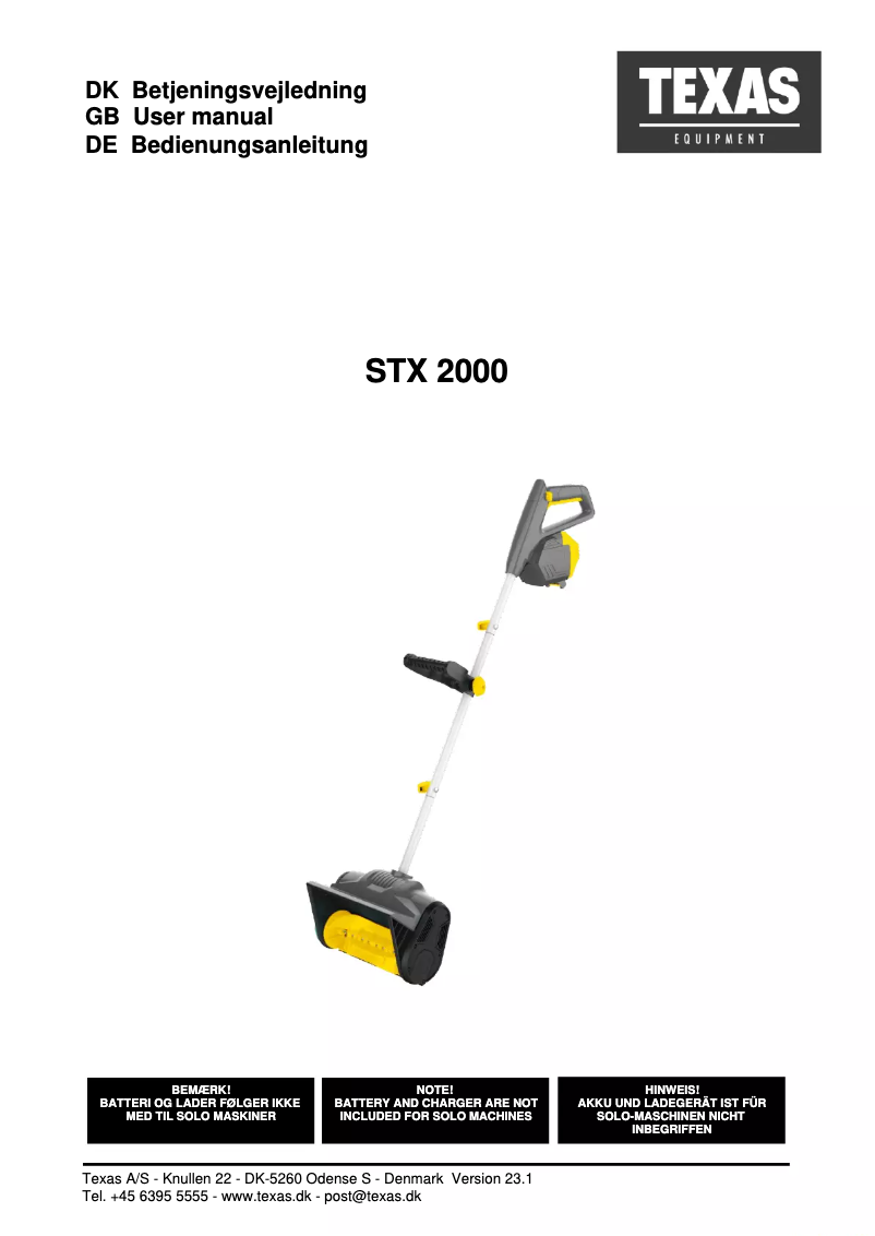 First page image of the manual for STX2000