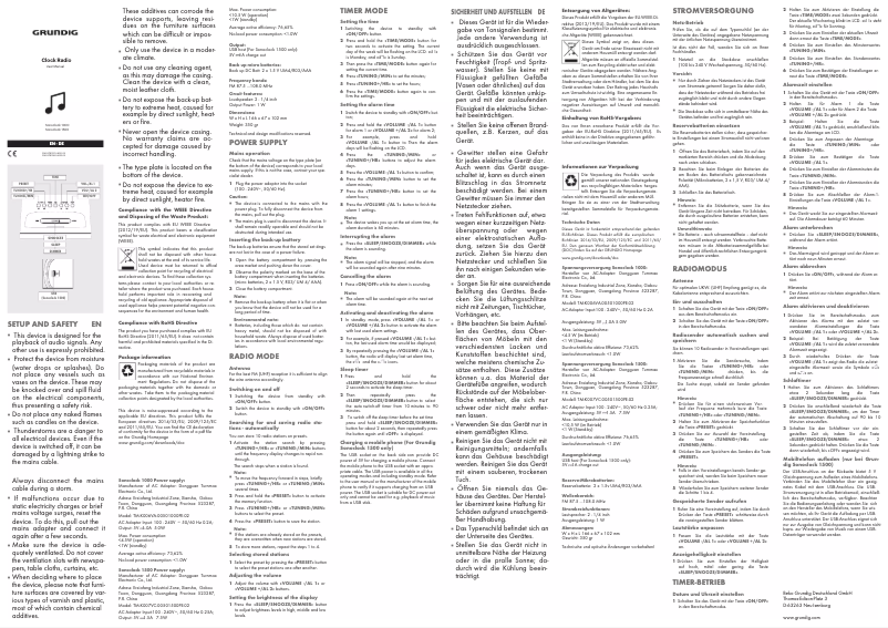 First page image of the manual for Sonoclock 1500