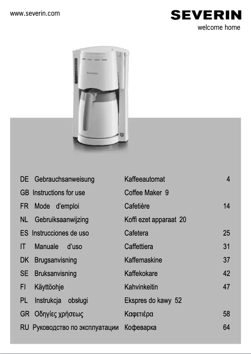 Page 1 of the manual User Manual Severin KA 9485