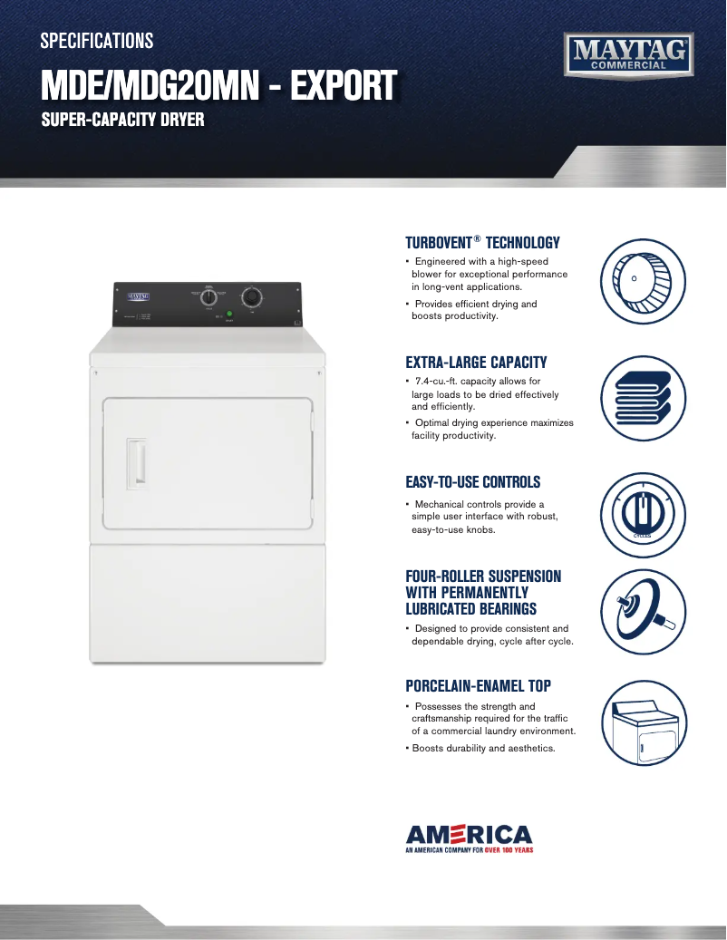 Page 1 of the manual Technical Sheet Maytag MDG20MNB