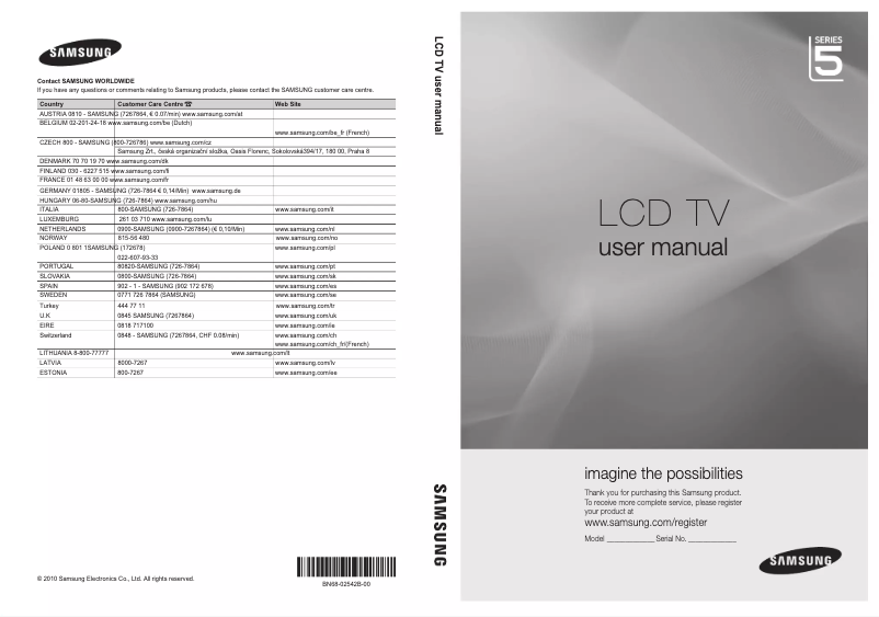 Page 1 of the manual User Manual Samsung LE40C550J1W