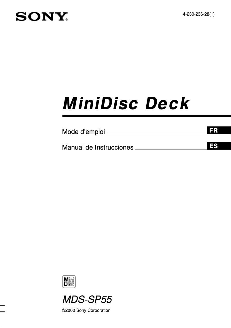 Page 1 of the manual User Manual Sony MDS-SP55
