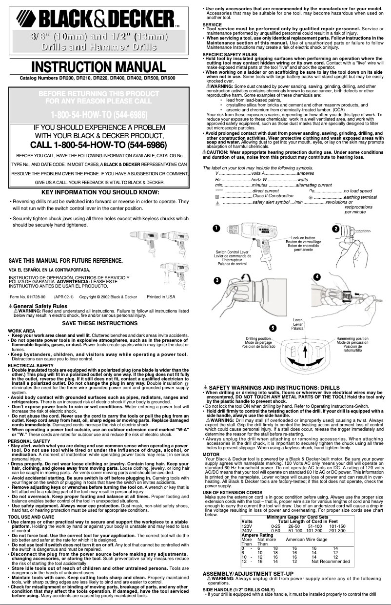 Page 1 of the manual User Manual Black & Decker DR402
