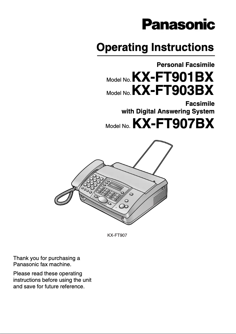 Page 1 of the manual User Manual Panasonic KX-FT901BX