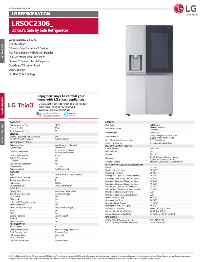 First page image of the manual for LRSOC2306D
