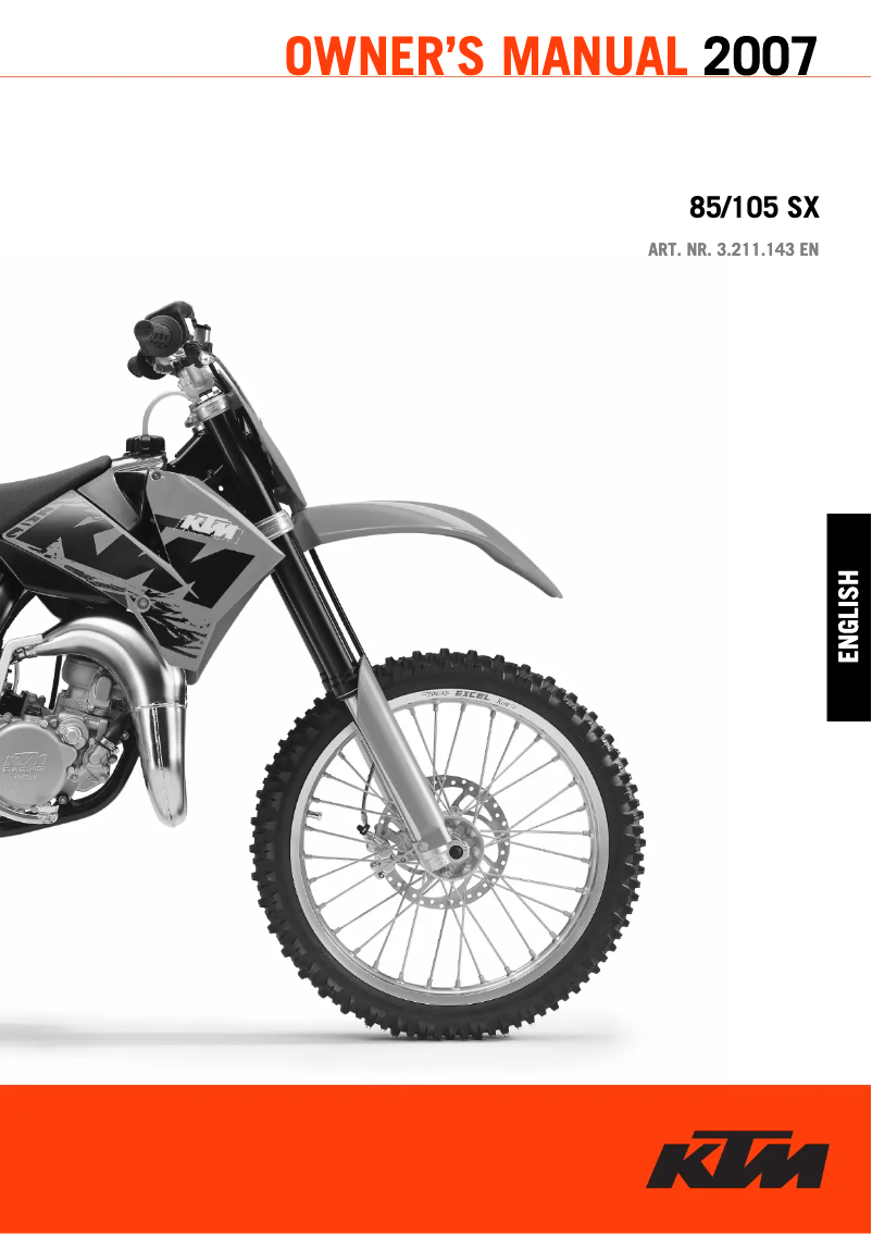 First page image of the manual for 85 SX (2007)