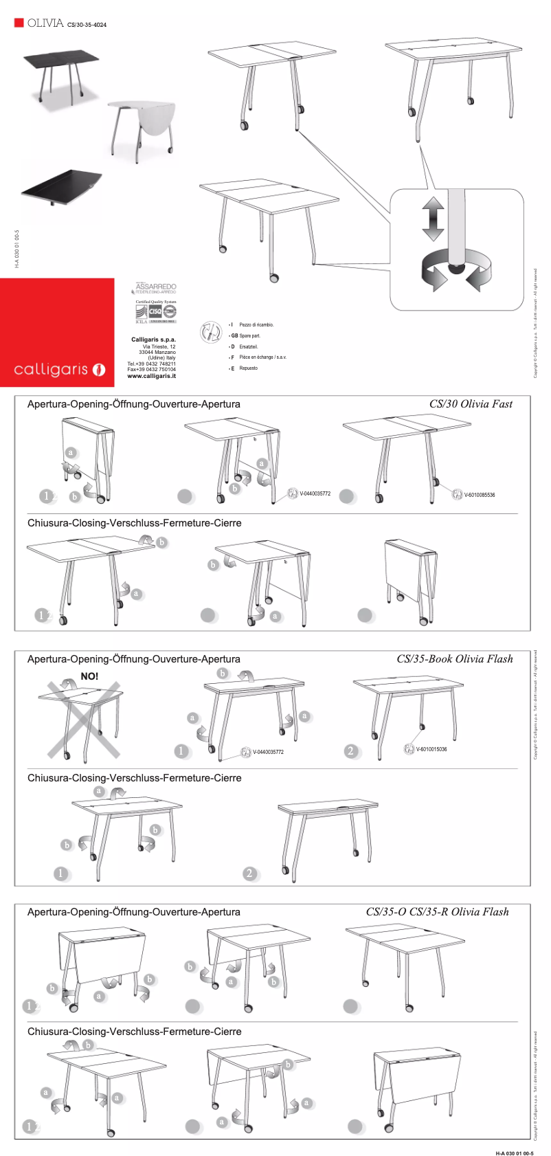 First page image of the manual for OLIVIA BAR
