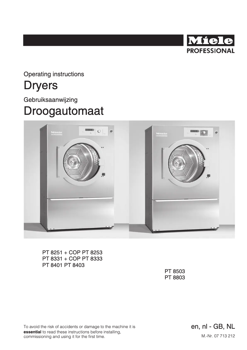 First page image of the manual for PT 8331