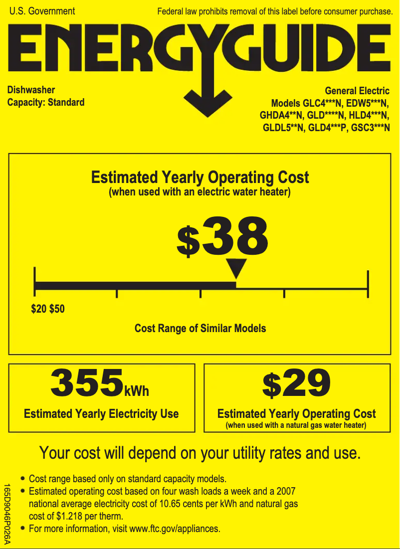 Page 1 of the manual Energy Label GE GLD6700NBB