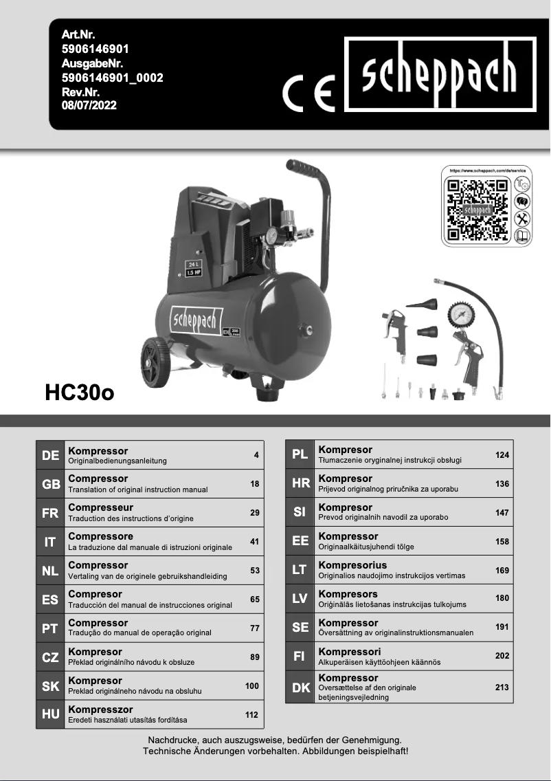 First page image of the manual for HC30o